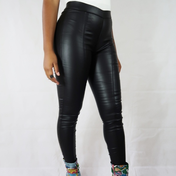 Publik Icon Pants - FARRAH BLACK VEGAN LEATHER LEGGINGS